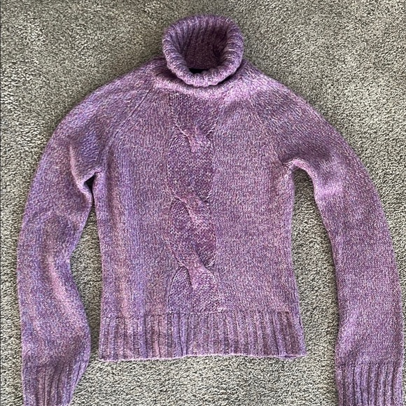 Purple Turtleneck DKNY Jeans Cable Knit Sweater - Picture 1 of 3